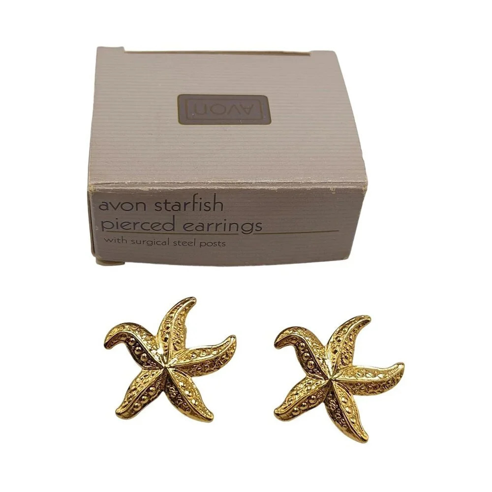 Avon Starfish Pierced Earrings with Surgical Steel Posts 1987 Unsigned